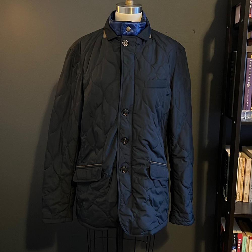 Massimo Dutti blue quilted puff jacket // classy Italian winter wear
